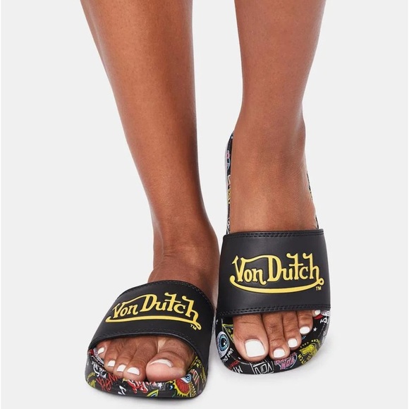 Von Dutch Black Jax Slides/Slippers | Limited Edition | NEW/NWT!! - Picture 1 of 5